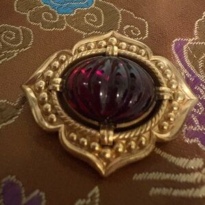 Vintage Ruby Glass Brooch